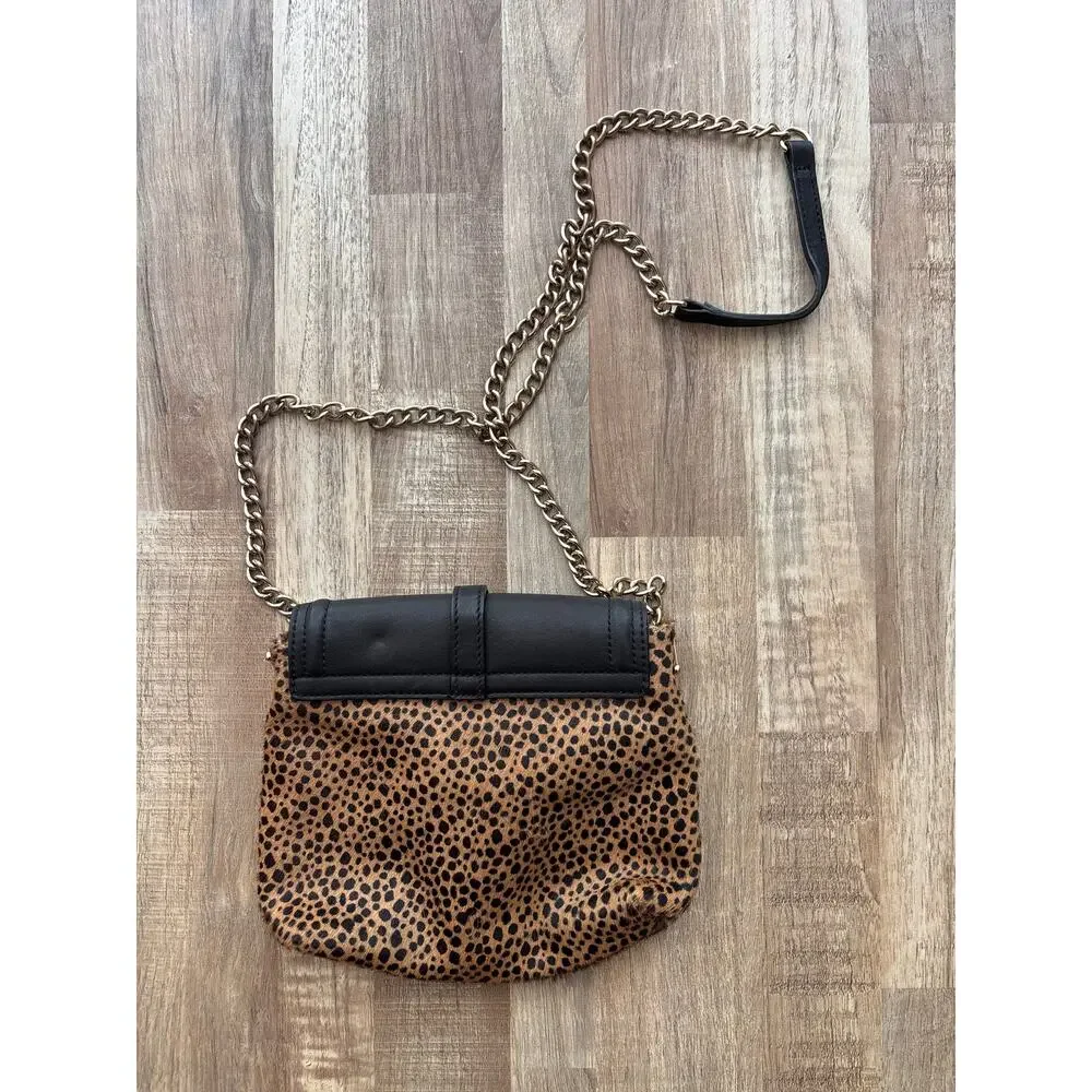 Ann Taylor Genuine Leather Cheetah Print Calf Hair Crossbody